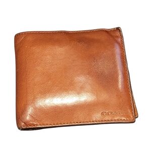 Vintage Coach Brown Leather Men's Bifold Caes Holder Wallet